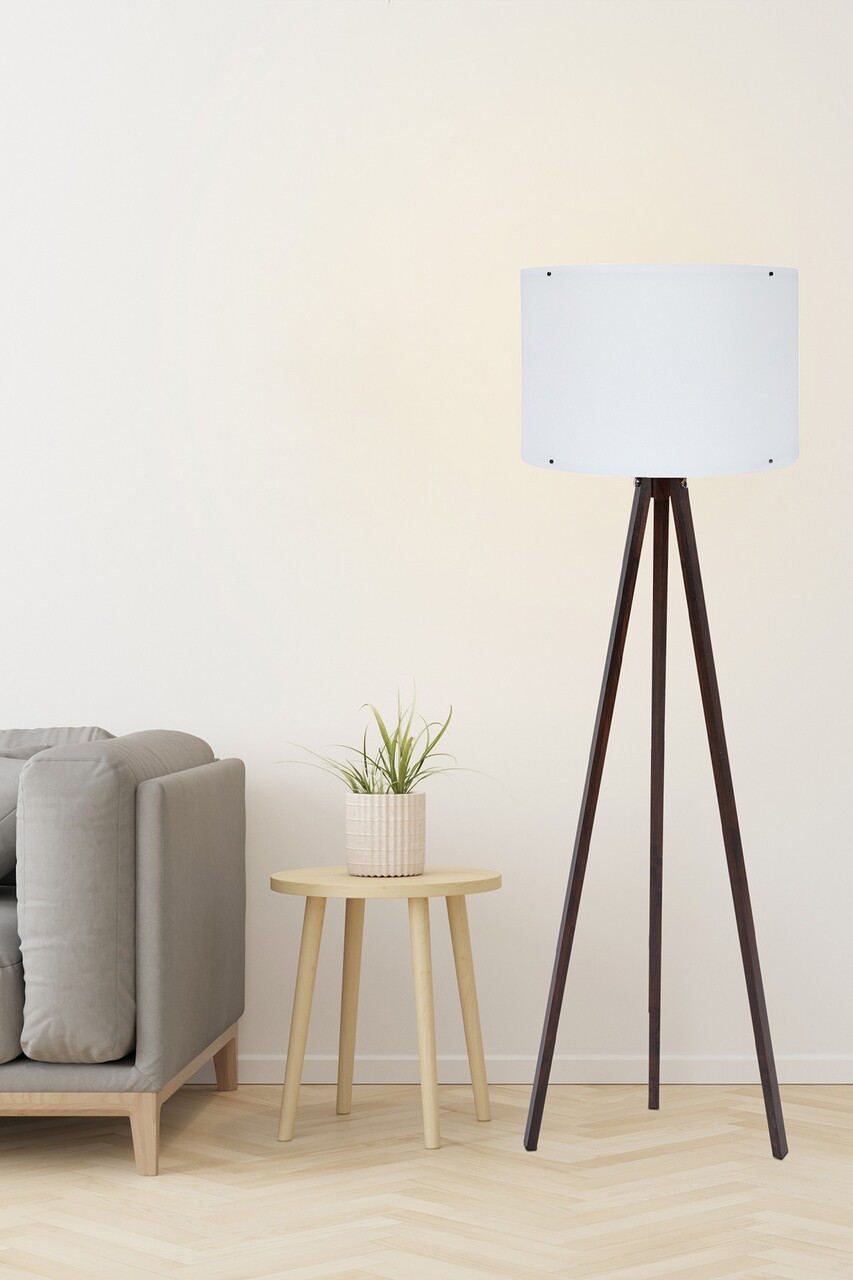 Lampadar, 128, FullHouse, 38 x 145 cm, 1 x E27, 60W, alb/maro - imagine 4